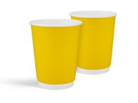 Paper white cup double-layer Soft touch "Yellow" 440 ml Paper white cup double-layer Soft touch "Yellow" 440 ml